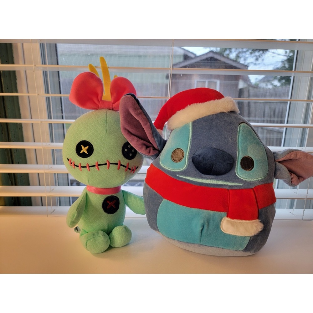 Disney Lilo Stitch Christmas Squishmallow Stitch & Scrump Plush Toy Set 11"